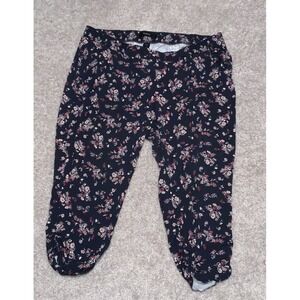 Torrid Womens Plus Dark Blue Active Cropped Pant Floral Pattern Elastic Waist 3